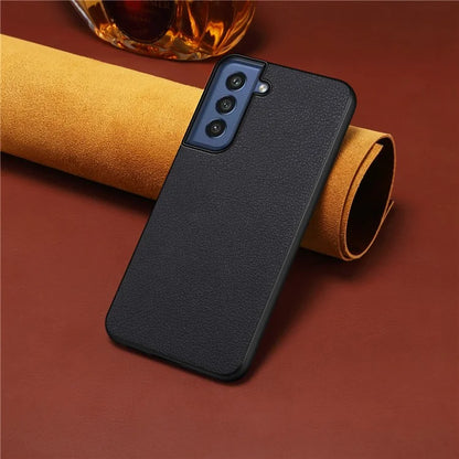 For Samsung Galaxy S21 FE 5G Case Calf Texture PU Leather+TPU+PC Phone Protector