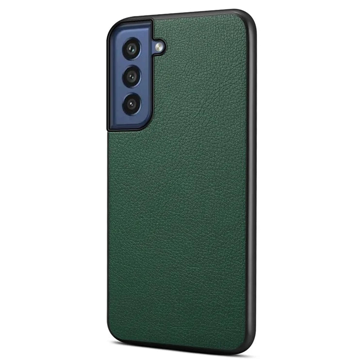 For Samsung Galaxy S21 FE 5G Case Calf Texture PU Leather+TPU+PC Phone Protector