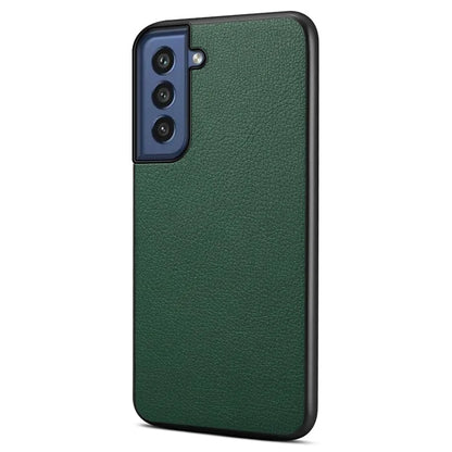 For Samsung Galaxy S21 FE 5G Case Calf Texture PU Leather+TPU+PC Phone Protector