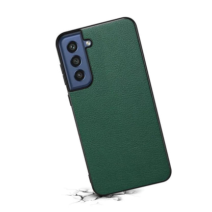 For Samsung Galaxy S21 FE 5G Case Calf Texture PU Leather+TPU+PC Phone Protector