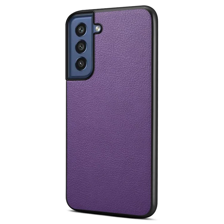 For Samsung Galaxy S21 FE 5G Case Calf Texture PU Leather+TPU+PC Phone Protector