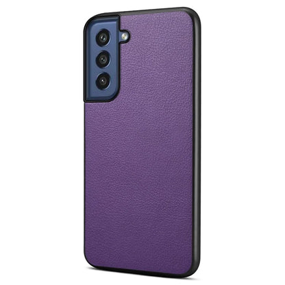 For Samsung Galaxy S21 FE 5G Case Calf Texture PU Leather+TPU+PC Phone Protector
