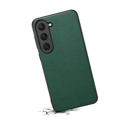 For Samsung Galaxy S23 Case Scratch-proof PU+TPU+PC Calf Texture Protective Cover
