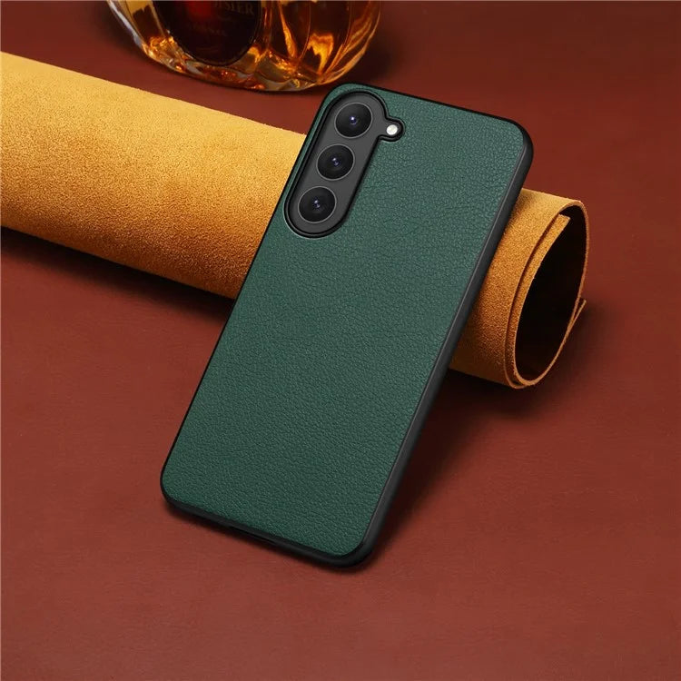 For Samsung Galaxy S23 Case Scratch-proof PU+TPU+PC Calf Texture Protective Cover