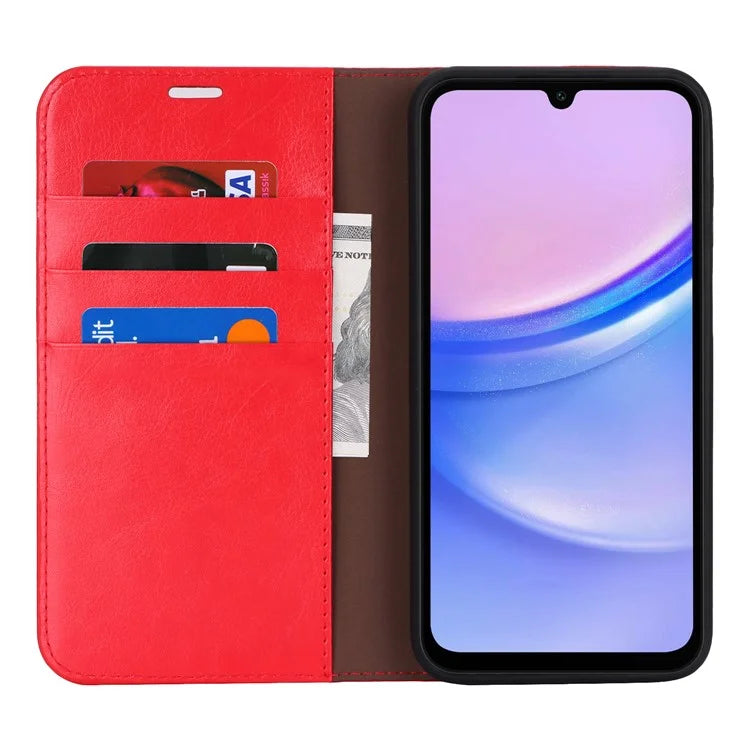 For Samsung Galaxy A15 5G Case Split Leather Crazy Horse Texture Stand Phone Cover