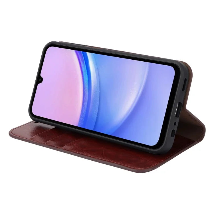 For Samsung Galaxy A15 5G Case Split Leather Crazy Horse Texture Stand Phone Cover