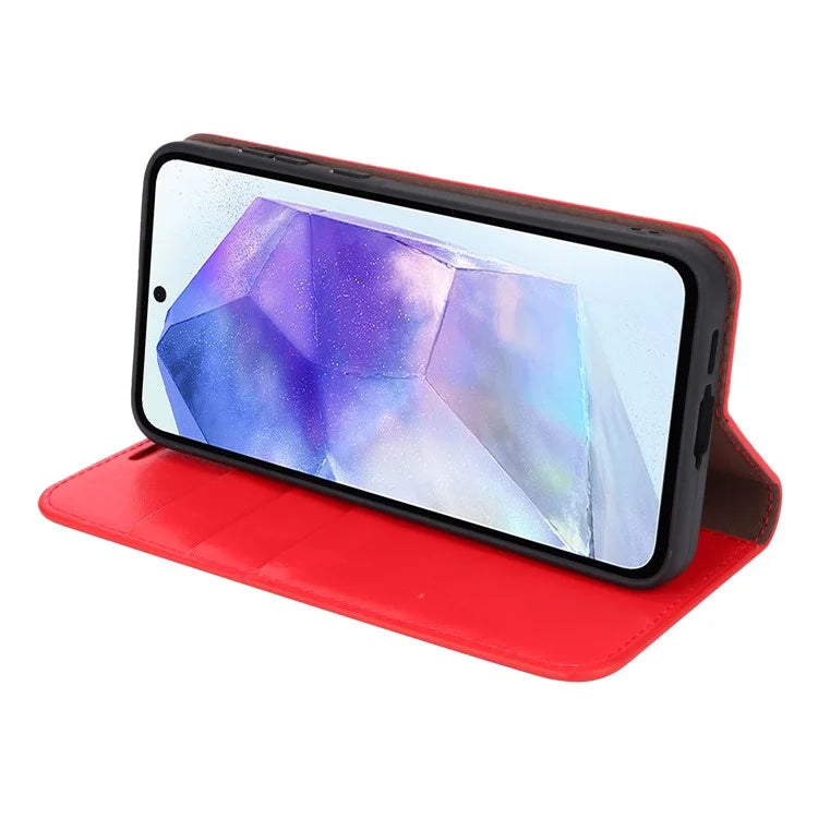 For Samsung Galaxy A55 5G Wallet Case Crazy Horse Texture Split Leather+TPU Phone Cover