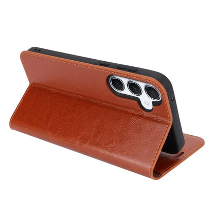 For Samsung Galaxy A55 5G Wallet Case Crazy Horse Texture Split Leather+TPU Phone Cover