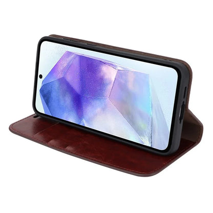 For Samsung Galaxy A55 5G Wallet Case Crazy Horse Texture Split Leather+TPU Phone Cover