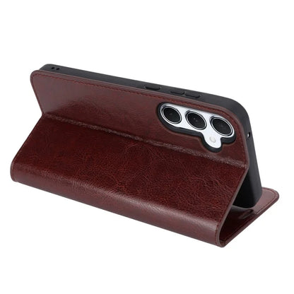 For Samsung Galaxy A55 5G Wallet Case Crazy Horse Texture Split Leather+TPU Phone Cover