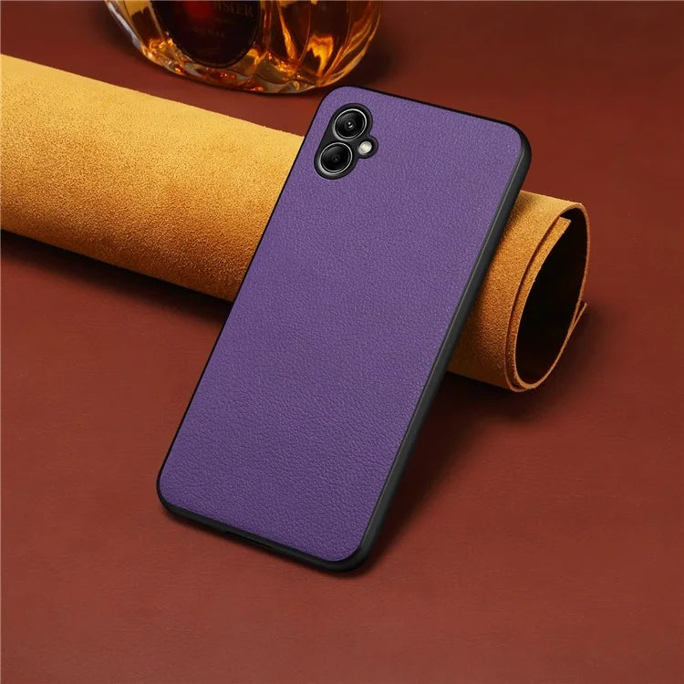 For Samsung Galaxy A05 4G Case PU Leather Coated PC+TPU Protective Anti-slip Phone Cover