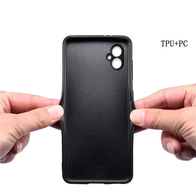 For Samsung Galaxy A05 4G Case PU Leather Coated PC+TPU Protective Anti-slip Phone Cover