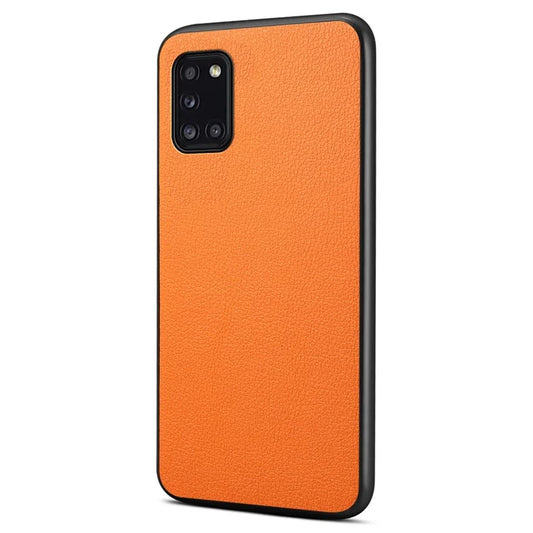 For Samsung Galaxy A31 Case Calf Texture Soft Leather Back Cover
