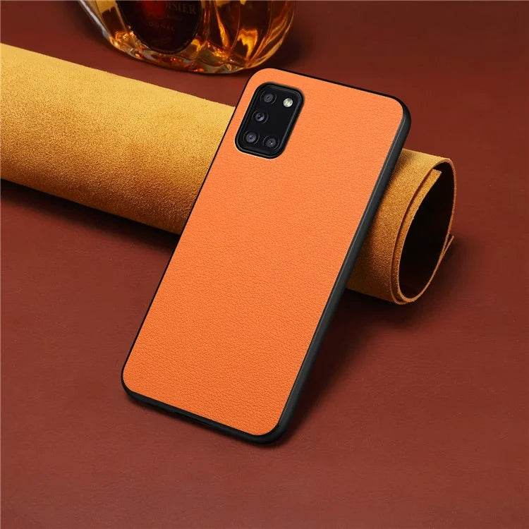 For Samsung Galaxy A31 Case Calf Texture Soft Leather Back Cover