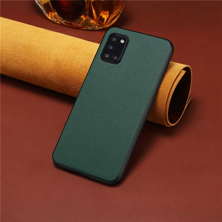 For Samsung Galaxy A31 Case Calf Texture Soft Leather Back Cover