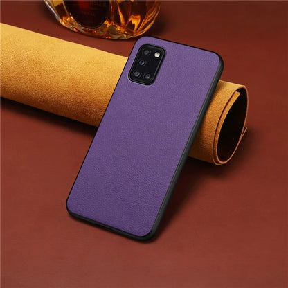 For Samsung Galaxy A31 Case Calf Texture Soft Leather Back Cover