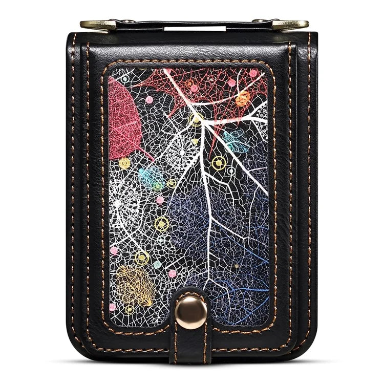 For Samsung Galaxy Z Flip5 5G Case PU Leather+PC Interstellar Pattern Phone Cover with Straps