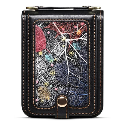 For Samsung Galaxy Z Flip5 5G Case PU Leather+PC Interstellar Pattern Phone Cover with Straps