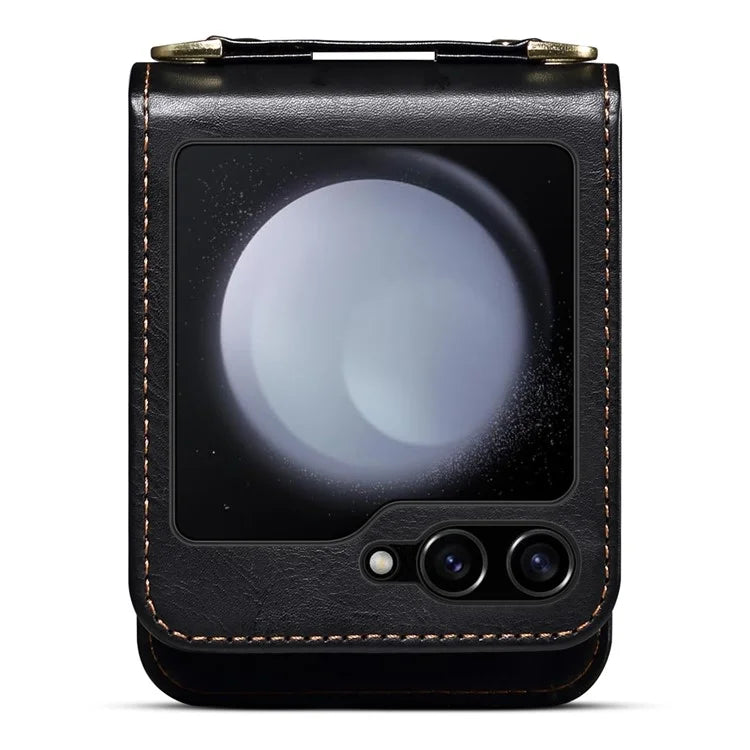 For Samsung Galaxy Z Flip5 5G Case PU Leather+PC Interstellar Pattern Phone Cover with Straps
