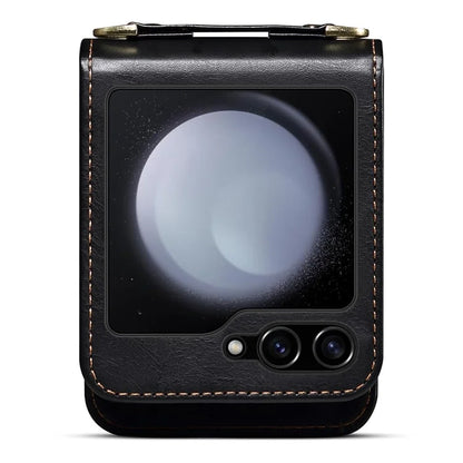 For Samsung Galaxy Z Flip5 5G Case PU Leather+PC Interstellar Pattern Phone Cover with Straps