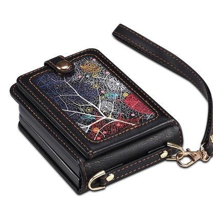 For Samsung Galaxy Z Flip5 5G Case PU Leather+PC Interstellar Pattern Phone Cover with Straps
