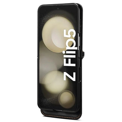 For Samsung Galaxy Z Flip5 5G Case PU Leather+PC Interstellar Pattern Phone Cover with Straps