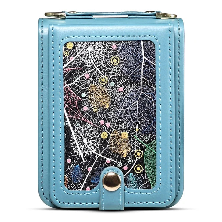 For Samsung Galaxy Z Flip5 5G Case PU Leather+PC Interstellar Pattern Phone Cover with Straps