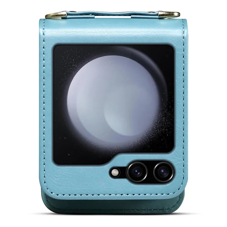 For Samsung Galaxy Z Flip5 5G Case PU Leather+PC Interstellar Pattern Phone Cover with Straps