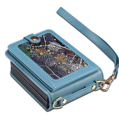 For Samsung Galaxy Z Flip5 5G Case PU Leather+PC Interstellar Pattern Phone Cover with Straps