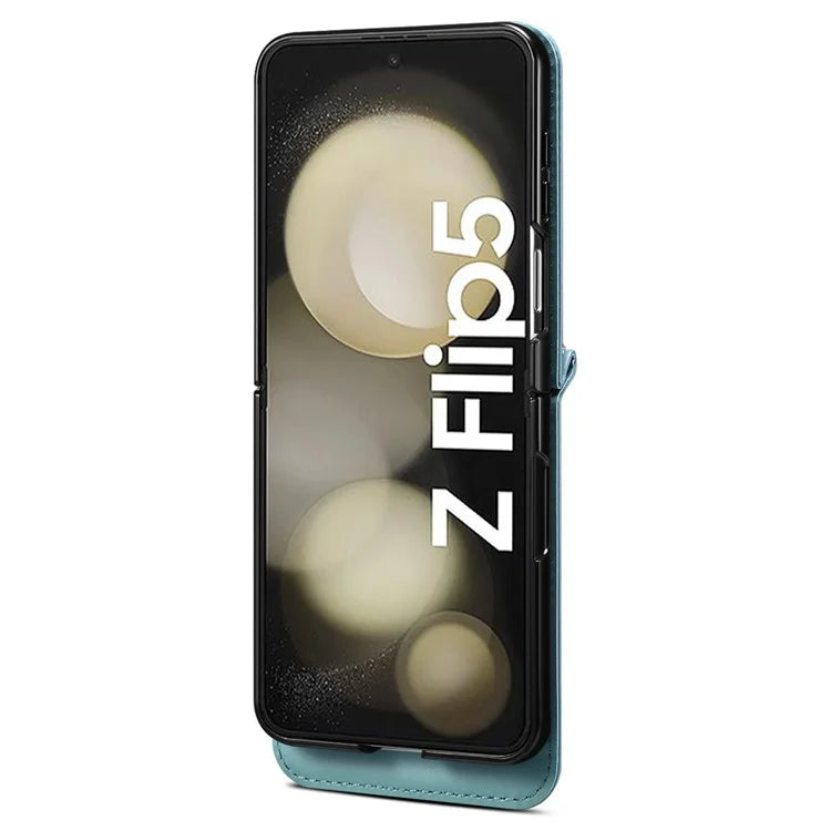 For Samsung Galaxy Z Flip5 5G Case PU Leather+PC Interstellar Pattern Phone Cover with Straps