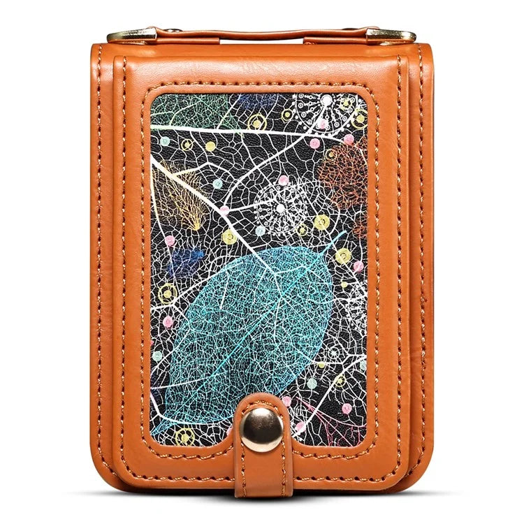For Samsung Galaxy Z Flip5 5G Case PU Leather+PC Interstellar Pattern Phone Cover with Straps