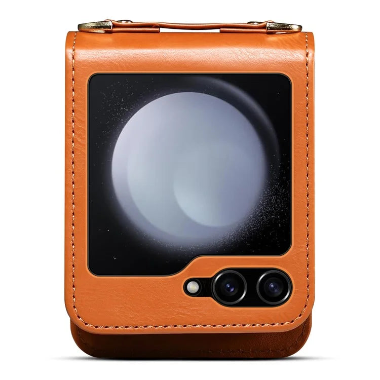 For Samsung Galaxy Z Flip5 5G Case PU Leather+PC Interstellar Pattern Phone Cover with Straps