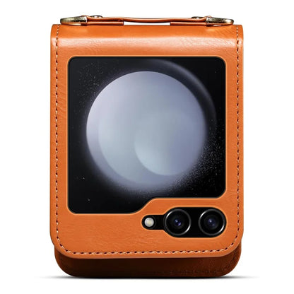 For Samsung Galaxy Z Flip5 5G Case PU Leather+PC Interstellar Pattern Phone Cover with Straps