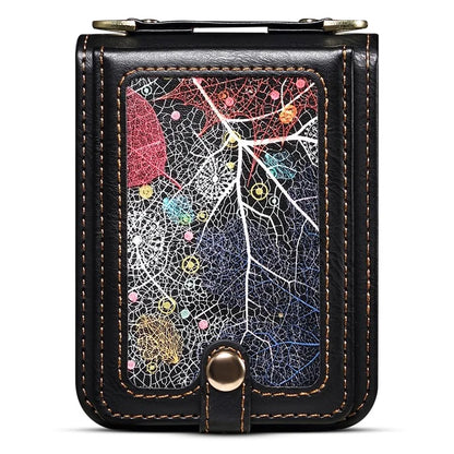 For Samsung Galaxy Z Flip4 5G Cell Phone Case PU Leather+PC Interstellar Pattern Shell with Shoulder Strap