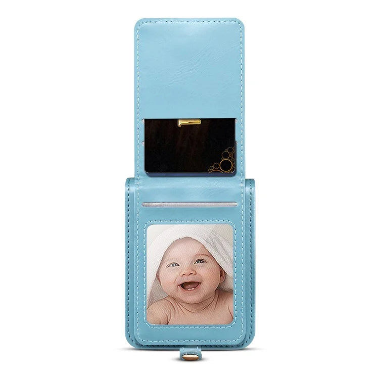 For Samsung Galaxy Z Flip4 5G Cell Phone Case PU Leather+PC Interstellar Pattern Shell with Shoulder Strap