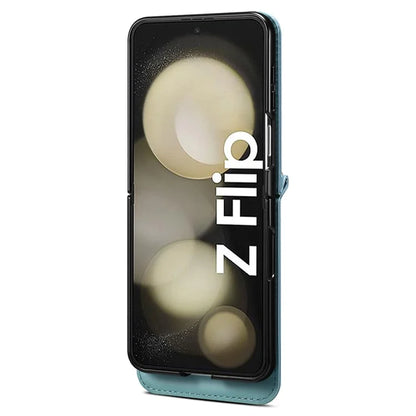 For Samsung Galaxy Z Flip4 5G Cell Phone Case PU Leather+PC Interstellar Pattern Shell with Shoulder Strap