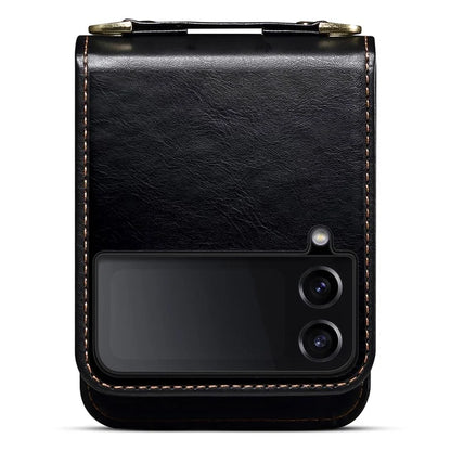 For Samsung Galaxy Z Flip3 5G Case with Wrist Strap Leather+PC Shockproof Phone Cover