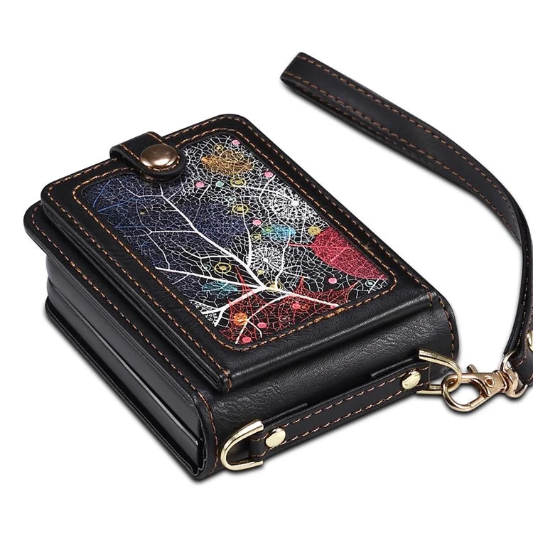 For Samsung Galaxy Z Flip3 5G Case with Wrist Strap Leather+PC Shockproof Phone Cover