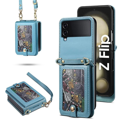 For Samsung Galaxy Z Flip3 5G Case with Wrist Strap Leather+PC Shockproof Phone Cover