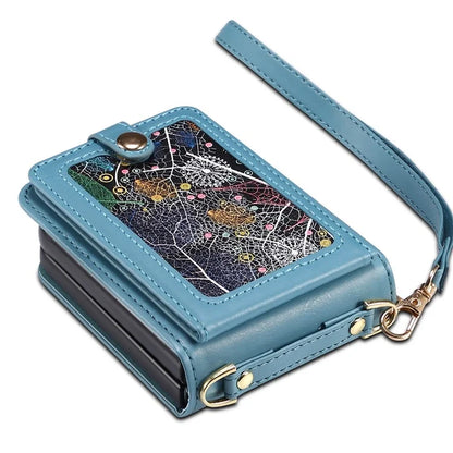 For Samsung Galaxy Z Flip3 5G Case with Wrist Strap Leather+PC Shockproof Phone Cover