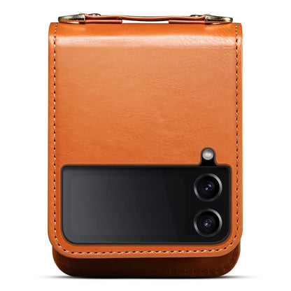 For Samsung Galaxy Z Flip3 5G Case with Wrist Strap Leather+PC Shockproof Phone Cover