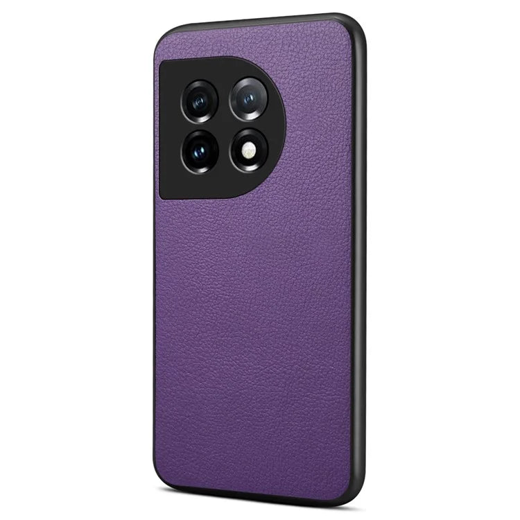 For OnePlus 11 5G Case PU Leather Coated PC+TPU Calf Textured Cover