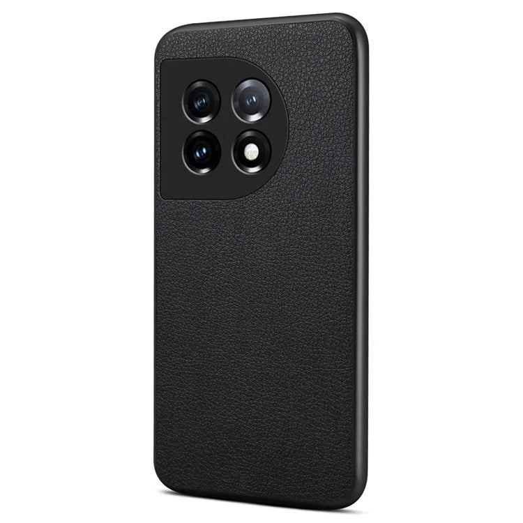 For OnePlus 11 5G Case PU Leather Coated PC+TPU Calf Textured Cover