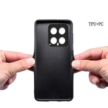 For Xiaomi 14 Case Hybrid Leather Coated PC+TPU Anti-drop Smart Phone Cover