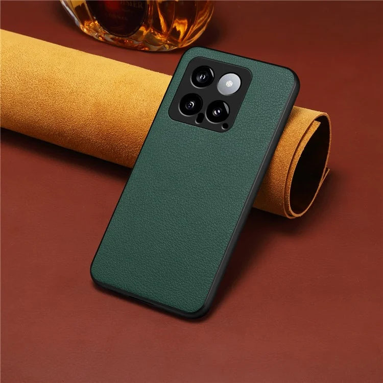 For Xiaomi 14 Case Hybrid Leather Coated PC+TPU Anti-drop Smart Phone Cover