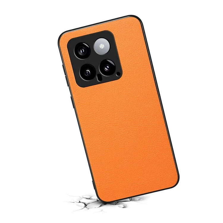 For Xiaomi 14 Case Hybrid Leather Coated PC+TPU Anti-drop Smart Phone Cover