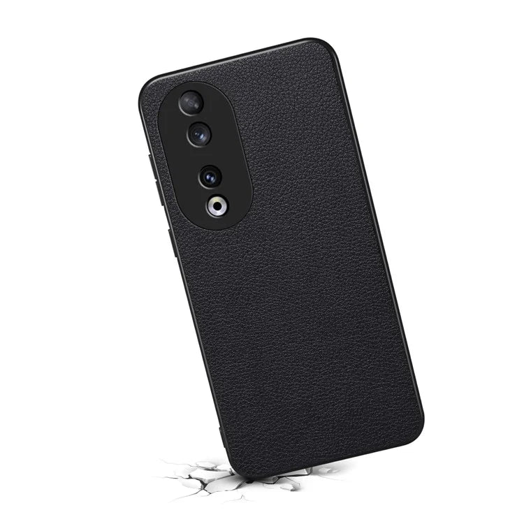 For Honor 90 Case PU+PC+TPU Hybrid Phone Shell with Calf Texture