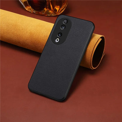 For Honor 90 Case PU+PC+TPU Hybrid Phone Shell with Calf Texture
