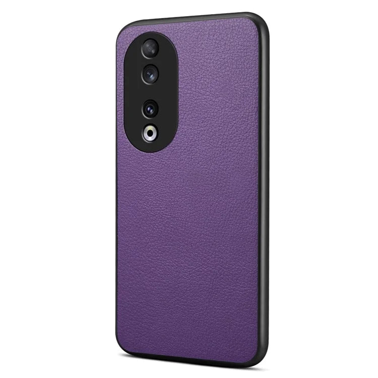 For Honor 90 Case PU+PC+TPU Hybrid Phone Shell with Calf Texture