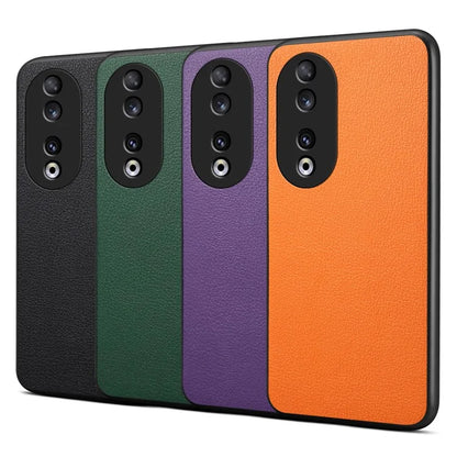For Honor 90 Case PU+PC+TPU Hybrid Phone Shell with Calf Texture